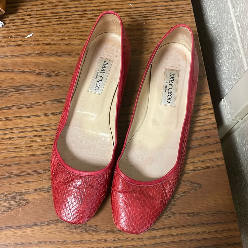 Red Jimmy Choo Snakeskin Flats